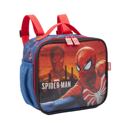 Kit Mochila Infantil + Lancheira Azul e Vermelha