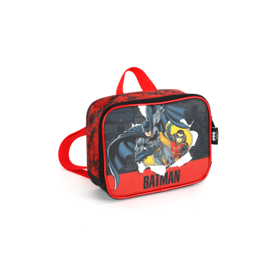 Kit Mochila Infantil Rodinhas Batman e Robin + Lancheira Preta