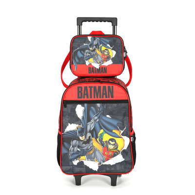 Kit Mochila Infantil Rodinhas Batman e Robin + Lancheira Preta