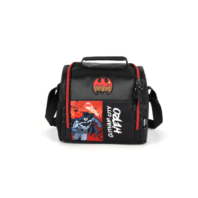 Kit Mochila Infantil Rodinhas Batman + Lancheira Preta e Vermelha