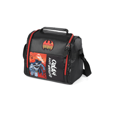 Kit Mochila Infantil Rodinhas Batman + Lancheira Preta e Vermelha