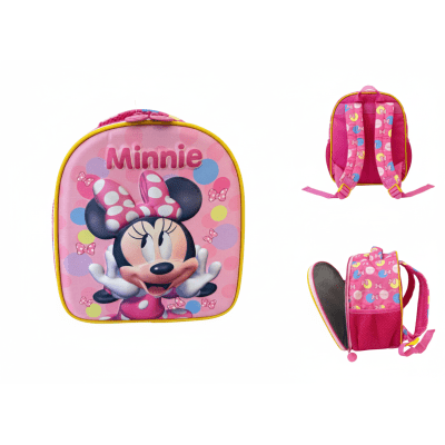 Kit Mochila Infantil Rodinhas + Estojo Box + Lancheira Minnie Rosa Colorida