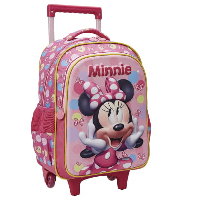 Kit Mochila Infantil Rodinhas + Estojo Box Minnie Rosa Colorida