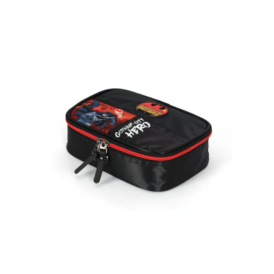 Kit Mochila Infantil Rodinhas + Estojo + Lancheira Batman Preta e Vermelha