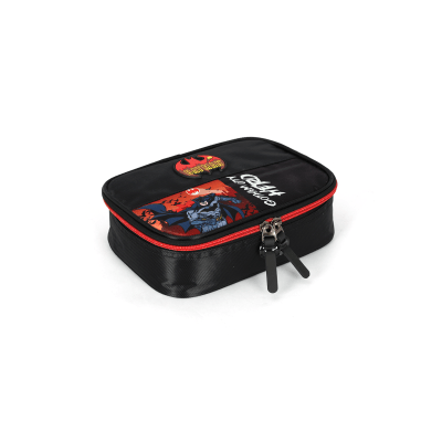 Kit Mochila Infantil Rodinhas + Estojo + Lancheira Batman Preta e Vermelha