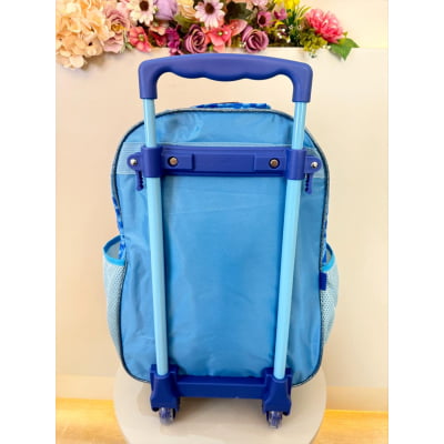 Kit Mochila Infantil Rodinhas + Estojo simples da Princesa Disney Cinderela Azul