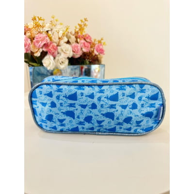 Kit Mochila Infantil Rodinhas + Estojo simples da Princesa Disney Cinderela Azul