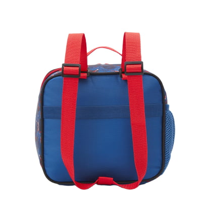 Kit Mochila Infantil Rodinhas + Lancheira Azul e Vermelha