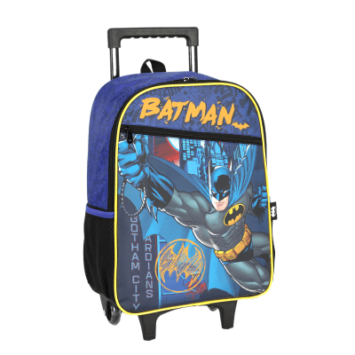 Kit Mochila Infantil Rodinhas + Lancheira do Batman Preta e Azul