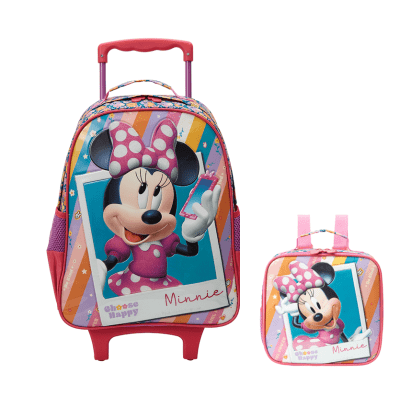 Kit Mochila Infantil Rodinhas + Lancheira Minnie no Celular