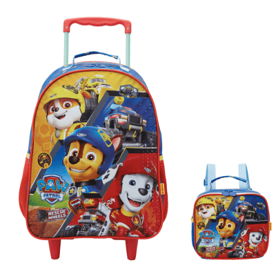Kit Mochila Infantil Rodinhas + Lancheira Patrulha Canina SE Azul