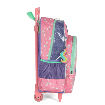 Kit Mochila Infantil Rodinhas + Lancheira Térmica + Estojo Box Unicórnio Colorida Up4you