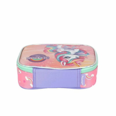 Kit Mochila Infantil Rodinhas + Lancheira Térmica + Estojo Box Unicórnio Colorida Up4you