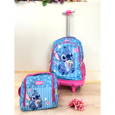 Kit Mochila + Lancheira da Lilo Stitch e Angel Pink