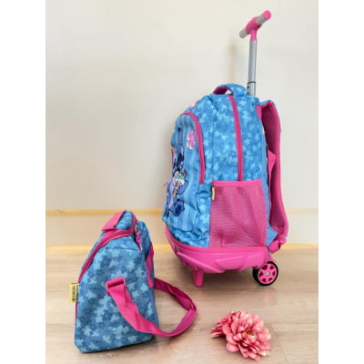Kit Mochila + Lancheira da Lilo Stitch e Angel Pink