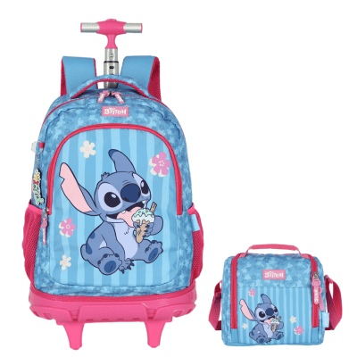 Kit Mochila + Lancheira da Lilo Stitch e Angel Pink