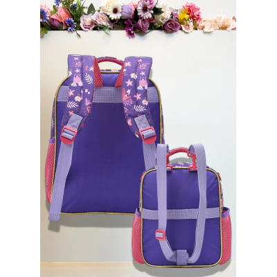 Kit Mochila + Lancheira Escolar Princesas da Disney Glitter