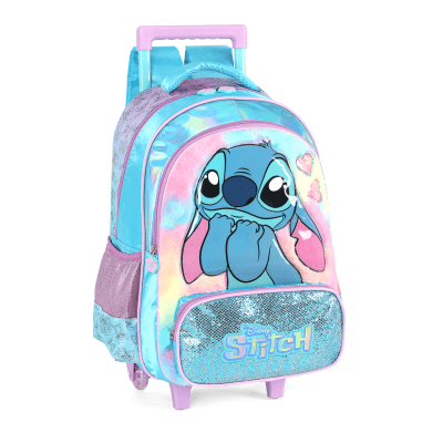 Kit Mochila + Lancheira + Estojo Box Lilo Stitch e Angel Azul e Lilás