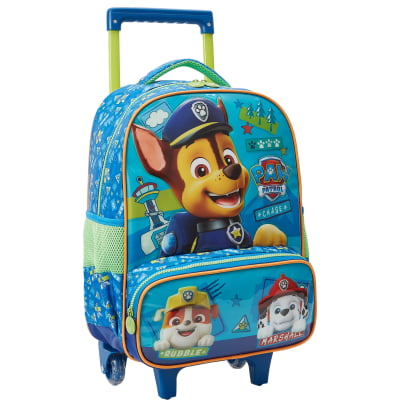 Kit Mochila Rodinhas Escolar + Lancheira da Patrulha Canina Azul