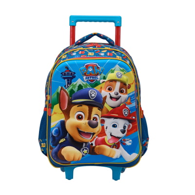 Kit Mochila Rodinhas + Estojo Duplo + Lancheirada Patrulha Canina Relevo