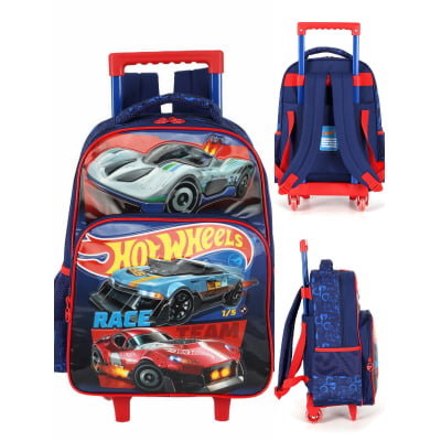 Kit Mochila De Rodinha E Costas + Estojo Box do Hot Wheels Race For Speed
