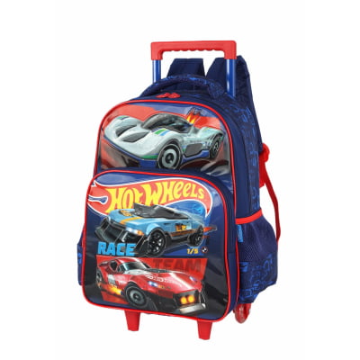 Kit Mochila De Rodinha E Costas + Estojo Box do Hot Wheels Race For Speed