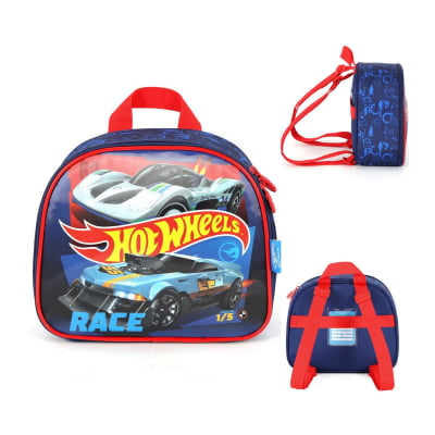 Kit Mochila De Rodinha E Costas + Lancheira Térmica + Estojo Box do Hot Wheels Race For Speed