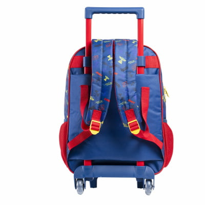 Kit Mochila de Rodinhas Escolar Tam.16 + Estojo Duplo do Relâmpago McQueen