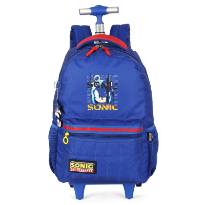 kIT Mochila Escolar Costa C/ Rodinha Juvenil Tam. 16 + Lancheira do Sonic Hedgehog Azul