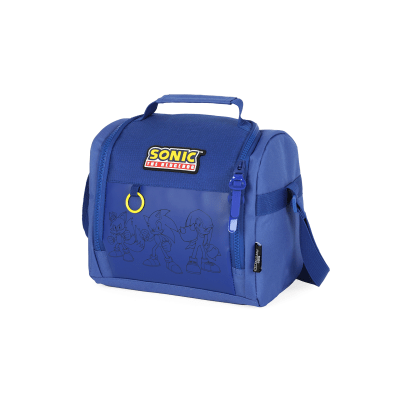 kIT Mochila Escolar Costa C/ Rodinha Juvenil Tam. 16 + Lancheira do Sonic Hedgehog Azul