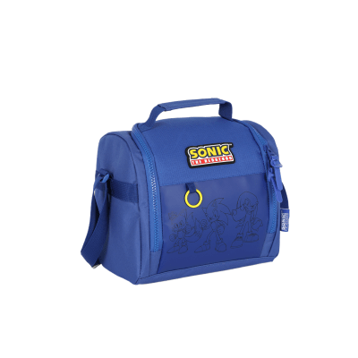 kIT Mochila Escolar Costa C/ Rodinha Juvenil Tam. 16 + Lancheira do Sonic Hedgehog Azul