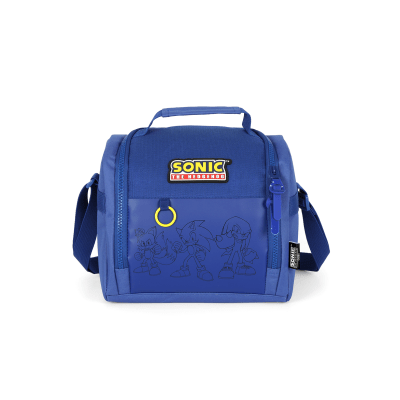kIT Mochila Escolar Costa C/ Rodinha Juvenil Tam. 16 + Lancheira do Sonic Hedgehog Azul