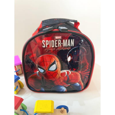 Lancheira Escolar do Homem Aranha Vermelha e Preta