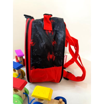 Lancheira Escolar do Homem Aranha Vermelha e Preta