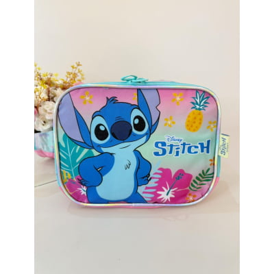 Lancheira Escolar Lilo Stitch e Angel Azul e Rosa
