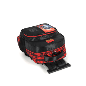 Mochila Infantil Com Rodinhas Batman Preta e Vermelha