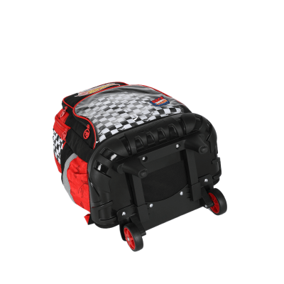 Kit Mochila Infantil Com Rodinhas + Garrafinha da Hotwheels Preta e Vermelha