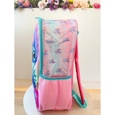 Mochila De Costas Grande Reforçada da Lilo Stitch e Angel Rosa