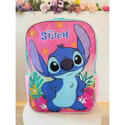 Mochila De Costas Grande Reforçada da Lilo Stitch e Angel Rosa