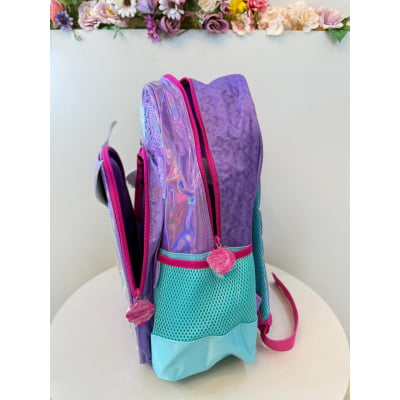 Mochila de Costas Média Holográfica Sereia C/ Paetê