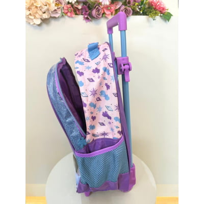 Mochila de Rodinhas Escolar da Disney Frozen Holográfico Tam. 14