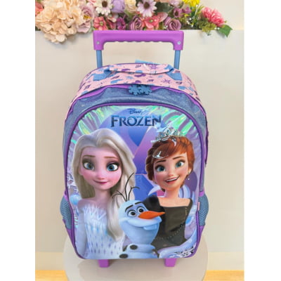 Mochila de Rodinhas Escolar da Disney Frozen Holográfico Tam. 14 Mochila de Rodinhas Escolar da Disney Frozen Holográfico Tam. 14