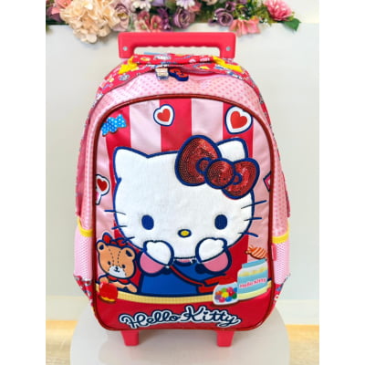 Mochila de Rodinhas Escolar da Hello Kitty