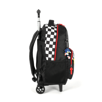 Mochila Escolar Costa C/ Rodinha do Sonic Hedgehog Juvenil Tam. 16 Preta