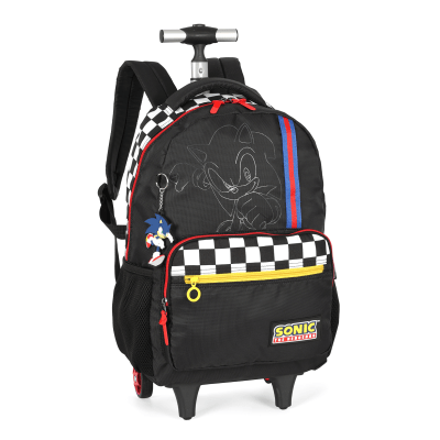 Mochila Escolar Costa C/ Rodinha do Sonic Hedgehog Juvenil Tam. 16 Preta