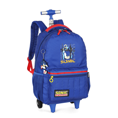 Mochila Escolar Costa C/ Rodinha do Sonic Hedgehog Juvenil Tam. 16 Azul