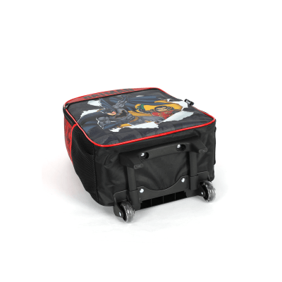 Mochila Infantil C/ Rodinhas Batman e Robin Preta e Vermelha