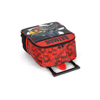 Mochila Infantil C/ Rodinhas Batman e Robin Preta e Vermelha