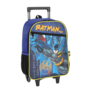 Mochila Infantil C/ Rodinhas Batman Preta e Azul