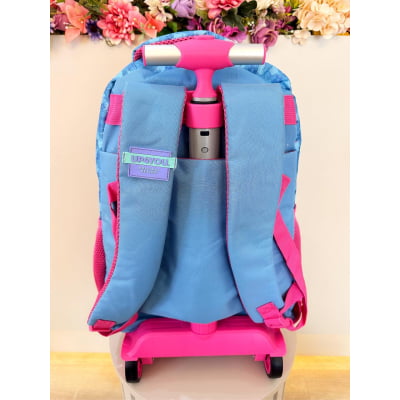 Mochila Infantil C/ Rodinhas da Lilo Stitch e Angel Pink